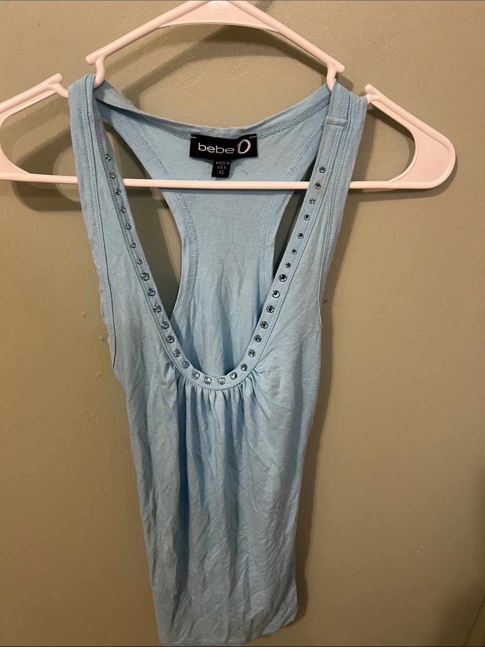 bebe Pale Blue Studded Racerback Tank